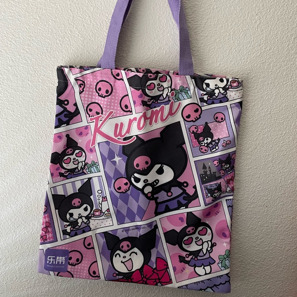 sanrio kuromi comics style tote bag with zipper!
